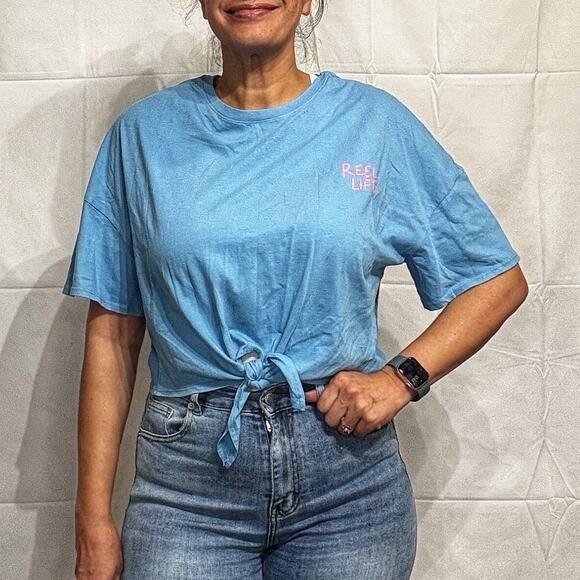 Reel Life Heritage Blue Ocean Washed Rainbow Bus Tie Front T-Shirt Sz M NWT - Picture 1 of 12